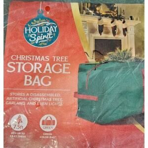 Holiday Spirit Green Zip-Up Christmas Tree Storage Bag Fits Up To 7.5 Ft Tree